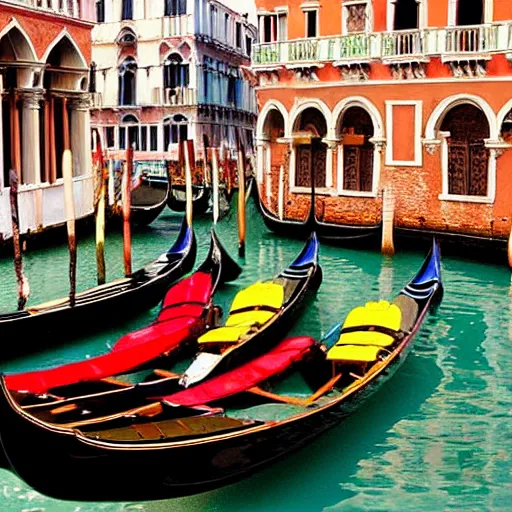 Image similar to venetian gondolas in the style of vrubel