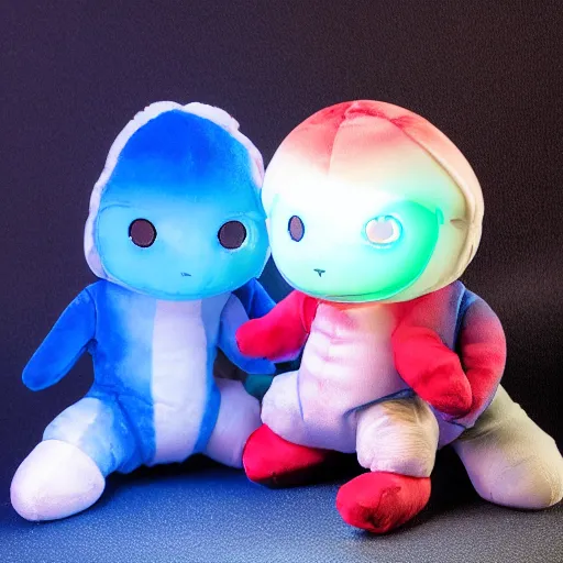 Prompt: cute fumo plush of an alien boy who loves to party, three point lighting, jellyfish, refractive optics, vray