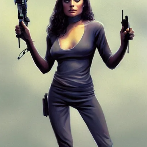 Image similar to Mila Kunis as a Bond girl, Michael Whelan, artstation