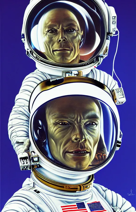 Image similar to portrait of an astronaut, alien, in the style of hajime sorayama