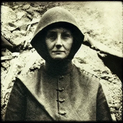 Prompt: “armored catholic nun medic in ww1 trench warfare”