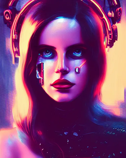 Image similar to portrait of lana del rey as a cyberpunk cyborg. sci - fi intricate abstract. intricate artwork, tear drops, roses, by tooth wu, wlop, beeple, dan mumford. concept art, octane render, trending on artstation, greg rutkowski, asymmetrical, cinematic arthouse, key art, hyper realism, iridescent accents