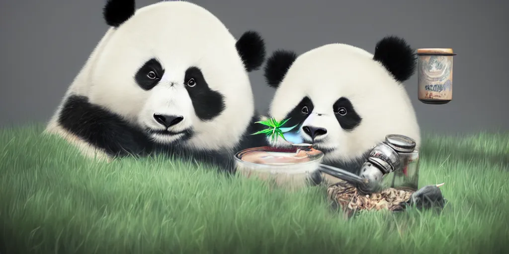 Prompt: Panda smoking weed by wlop and Julia Razumova, realistic, photorealistic, hyperrealistic, unreal engine, octane, deviantArt, trending on artstation, artstation HQ