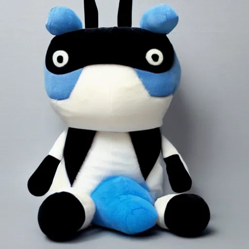 Prompt: cute fumo plush of a black and blue monster, many eyes, kawaii, symmetry