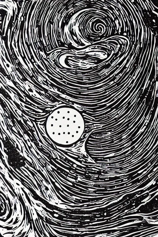 Image similar to The phases of the moon, lino cut, trending on artstation, artstationHD, artstationHQ, 4k, 8k