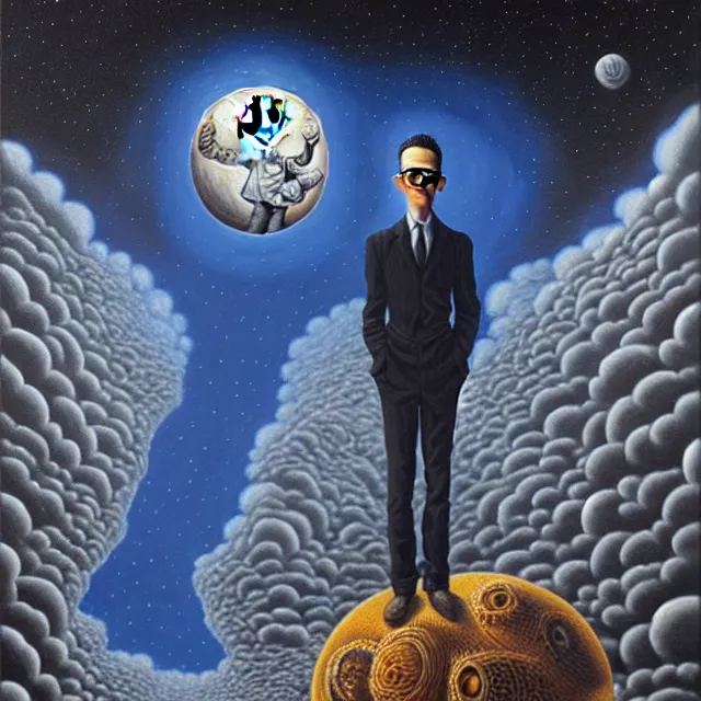 Image similar to an oil on canvas portrait painting of max stirner, surrealism, surrealist, cosmic horror, rob gonsalves, high detail