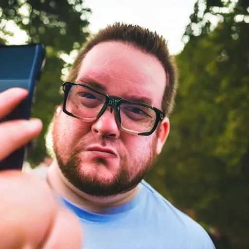 Image similar to modern color fine details iphone 1 2 pro selfie photograph of peter griffin taking a selfie in a park on an iphone 1 2 pro, peter griffin, modern hd cell phone photograph in color, instagram