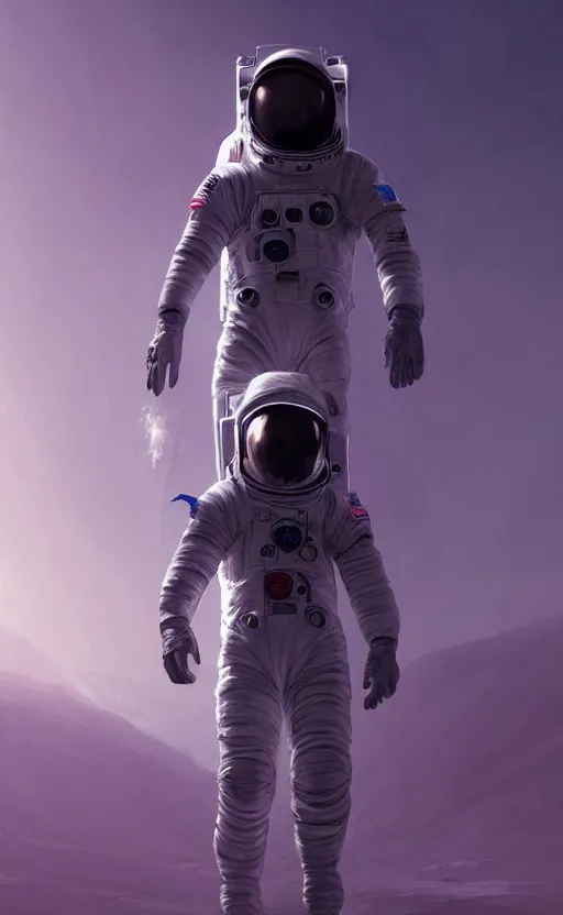 Prompt: a beautiful artwork illustration, concept art sketch of an astronaut in white futuristic cybernetic armor walking on the surface of the moon, drone shot, volumetric fog, godrays, extreme contrast, vibrant colors, vivid colors, high saturation, by Greg Rutkowski and Jesper Ejsing and Raymond Swanland and alena aenami, featured on artstation, wide angle, vertical orientation