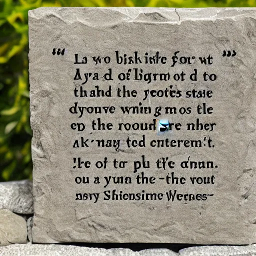 Image similar to meaning of life quote, chiseled on stone, words, stone plaque