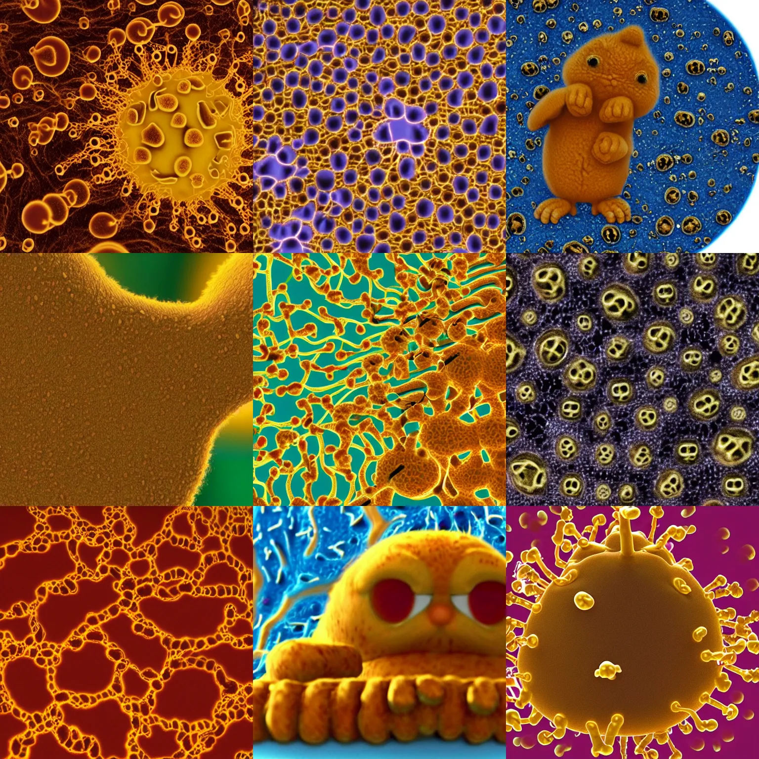 Prompt: Microscopic view of the Garfield virus