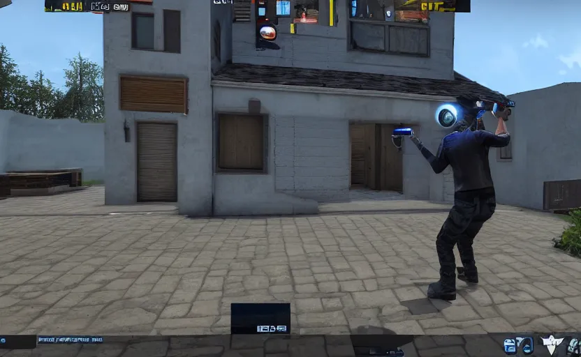 Prompt: fpv video game of pizza delivery guy knocking on door, unreal engine, counter strike, fpv, gameplay screenshot