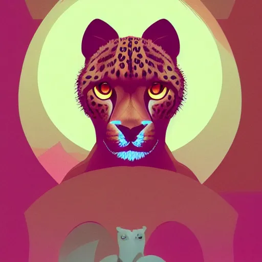 Prompt: a digital painting of a cheetah, a storybook illustration by James Gilleard, trending on behance, generative art, trypophobia, biomorphic, circuitry