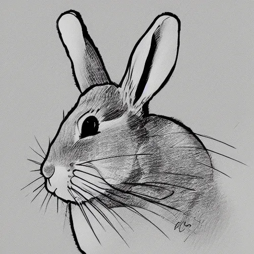 Prompt: a one line drawing of a rabbit