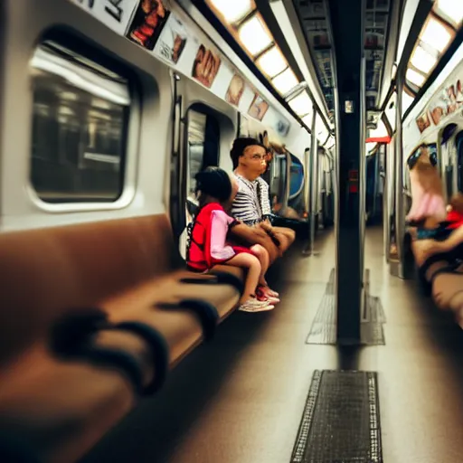 Image similar to photo of a metro train interior, a tiny hamster is sitting on a seat, various poses, unedited, soft light, sharp focus, 8 k