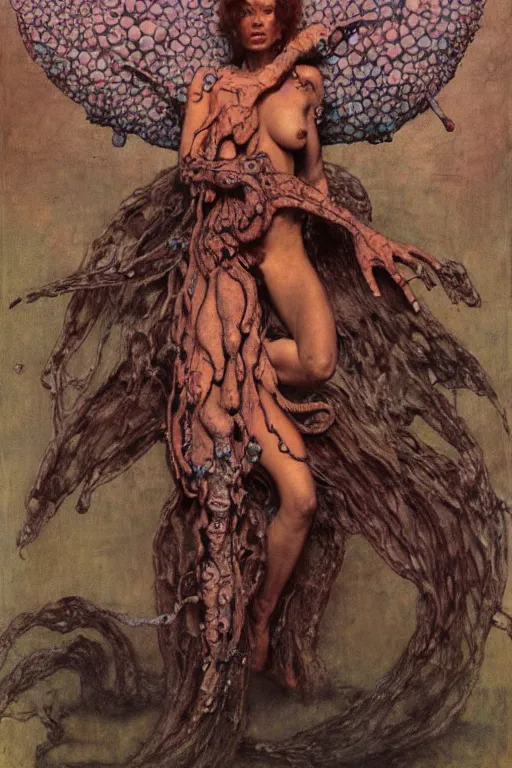 Image similar to full length portrait of poison angel octopoid brute, painted by lawrence alma tadema, zdzislaw beksinski, norman rockwell, jack kirby, tom lovell, alex malveda, greg staples, hand of fear, bbc, tv