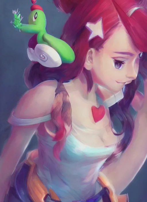 Image similar to beautiful portrait of a pokémon trainer who looks like Yoshi , character design by Ross Tran, detailed, soft lighting