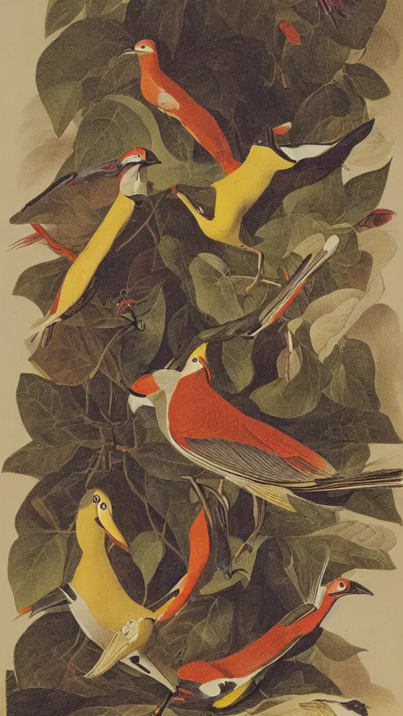 Image similar to a collection of abstract objects, illustration by john james audubon circa 1 8 3 8