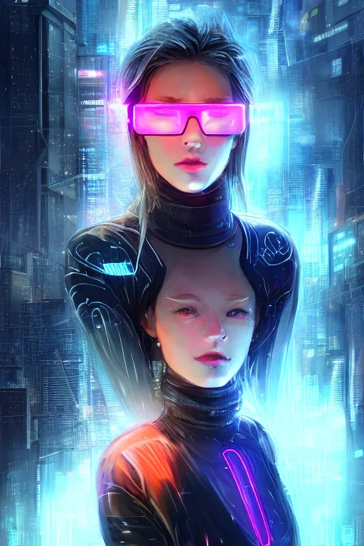 Image similar to portrait futuristic superb cyberpunk young female Summoner, in futuristic snowy thunder flashing tokyo rooftop cyberpunk night, ssci-fi, fantasy, intricate, very very beautiful, elegant, neon light, highly detailed, digital painting, artstation, concept art, soft light, hdri, smooth, sharp focus, illustration, art by tian zi and craig mullins and WLOP and alphonse mucha