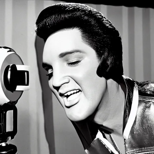 Image similar to Elvis recording his first tiktok video