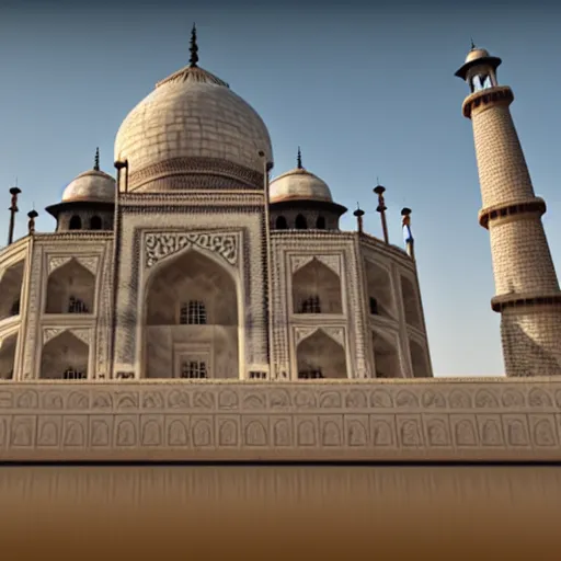 Image similar to the taj mahal made ot of cheese, 8k photorealism, extremly detailed, trending on artstation