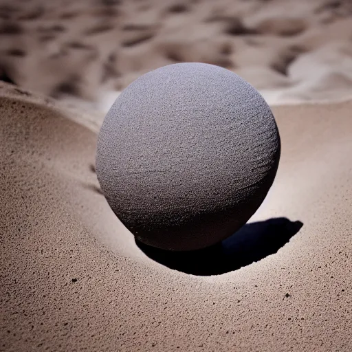 Prompt: A sphere made of sand levitating over glowing lava