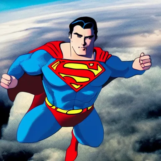 Prompt: superman farting out chemtrails, reality, realistic, detailed, 8 k, award winning, wide shot,
