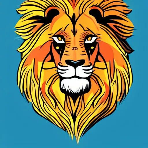 Image similar to full body portrait Lion htly, Anthropomorphic, highly detailed, colorful, illustration, smooth and clean vector curves, no jagged lines, vector art, smooth