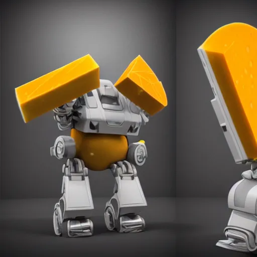 Prompt: sliced american cheese robot cyborg realistic cinematic lighting 3d redshift.