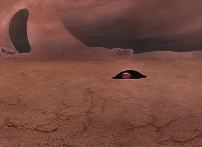 Prompt: sandworm scene from the 1 9 9 4 science fiction film dune