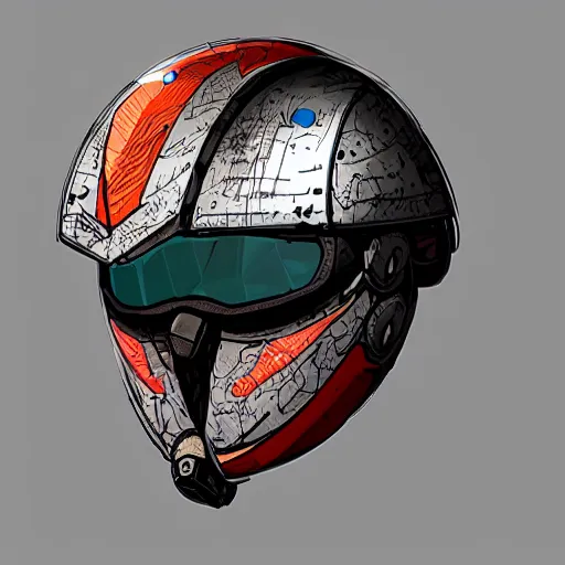 Image similar to cyberpunk helmet in the shape of a bird with stickers by Vitaly Bulgarov, a beak, concept art, artstation, high details, stickers