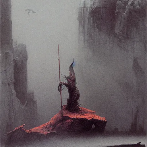 Image similar to dragon slayer concept art, beksinski