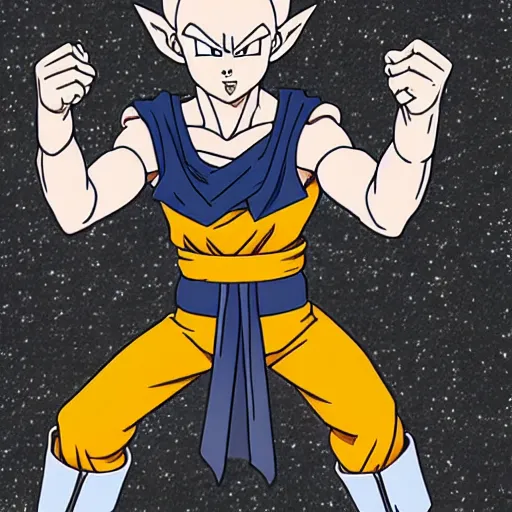 Image similar to joren the grey from dragon ball super, high quality, amazing, stars in the background, dbz style