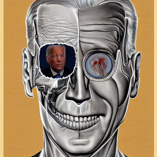 Image similar to anatomical diagram of a dissection of Joe Biden, by Barlowe