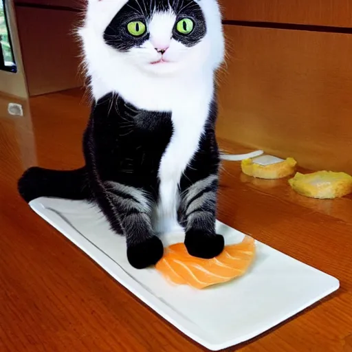 Image similar to cat in sushi costume