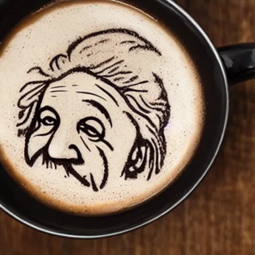 Prompt: Einstein image in cappuccino