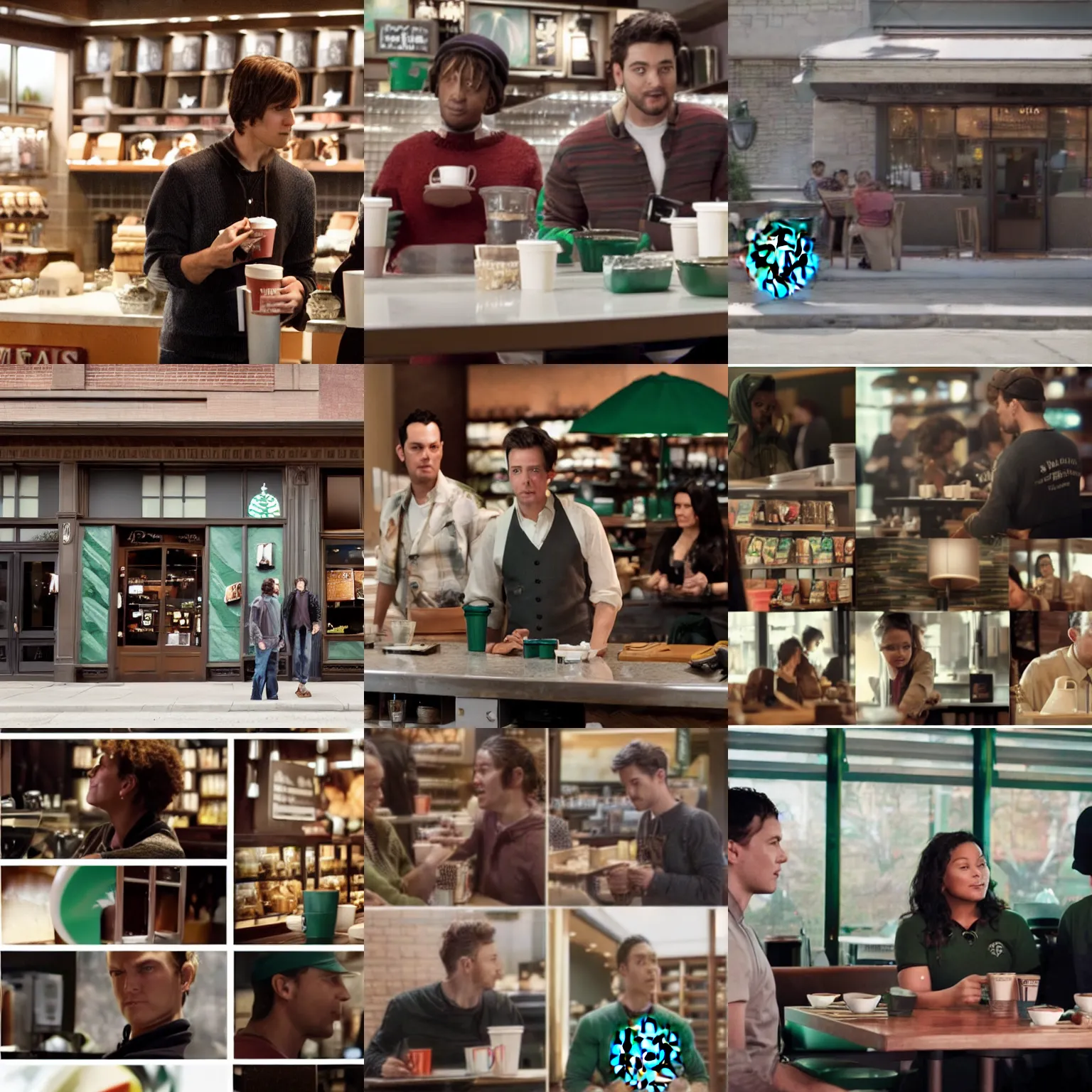 Prompt: still images from the movie Starbucks