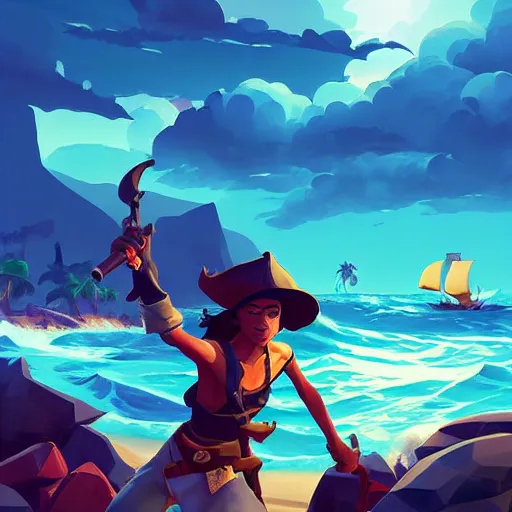 Image similar to painting treasure on sea of thieves game smooth median photoshop filter cutout vector, behance hd by jesper ejsing, by rhads, makoto shinkai and lois van baarle, ilya kuvshinov, rossdraws global illumination