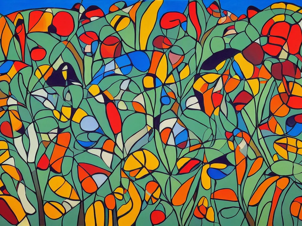 Image similar to a beautiful landscape painting by norval morriseau, trending on arstation