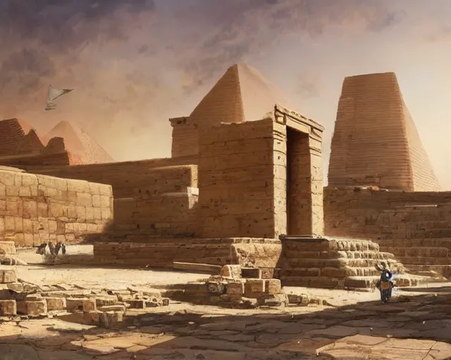 Image similar to great ancient Egyptian city, a fantasy digital painting by Greg Rutkowski and James Gurney, sci-fi, anime, trending on Artstation, highly detailed