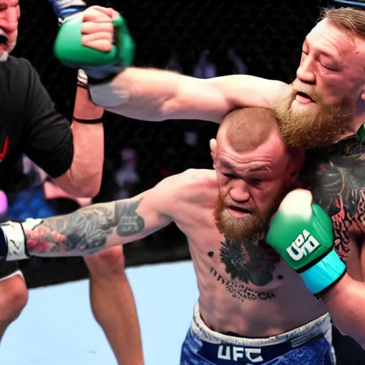 Image similar to Conor McGregor slapping a frail elderly man