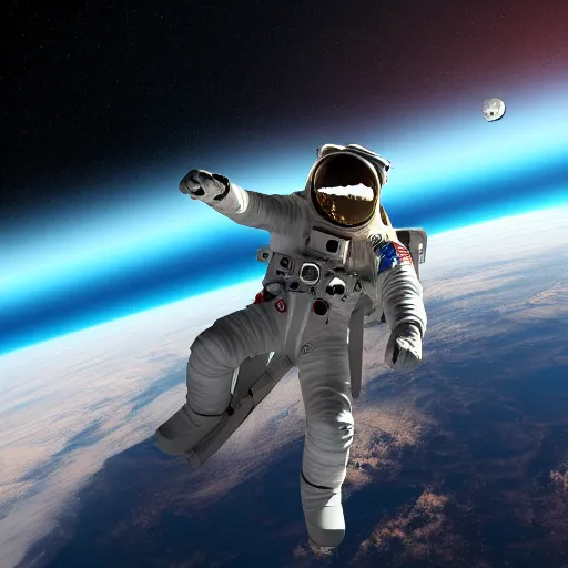 Image similar to space walk with a black hole in the background, realistic, 8 k, detailed