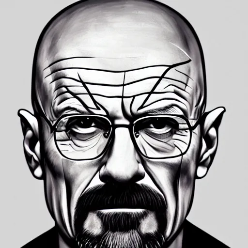 Image similar to a detailed portrait of walter white with face tattoos, art illustration, incredibly highly detailed and realistic, 8 k, sharp focus