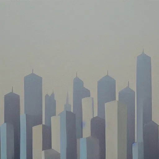 Image similar to Minimalist painting of a city