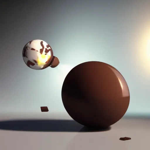 Image similar to chocolate light bulb in space made of milk, unreal engine 5, ray tracing, extremely detailed