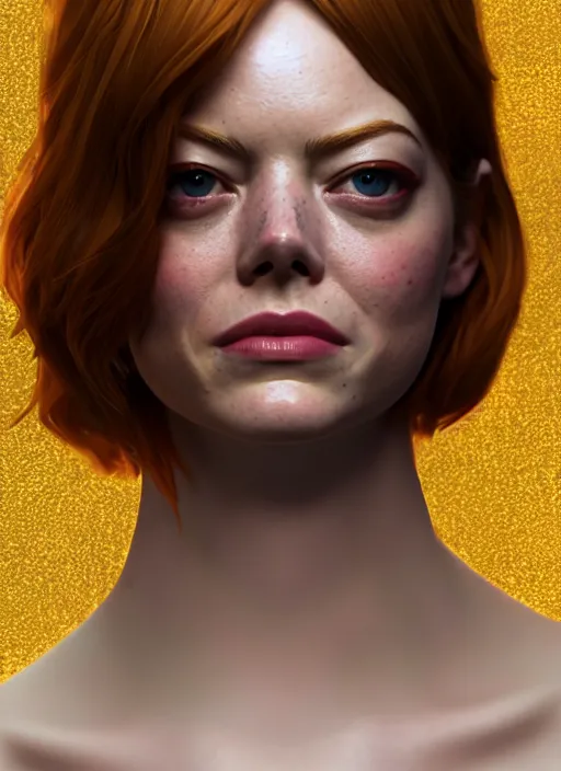 Image similar to emma stone, hyper detailed, digital art, trending in artstation, cinematic lighting, studio quality, smooth render, unreal engine 5 rendered, octane rendered, art style by klimt and nixeu and ian sprigger and wlop and krenz cushart.