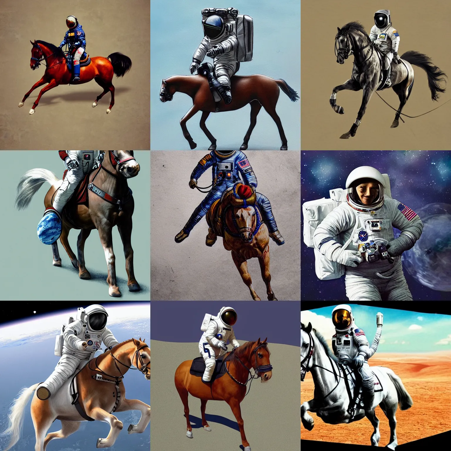 Prompt: an astronaut riding a horse in a photorealistic style