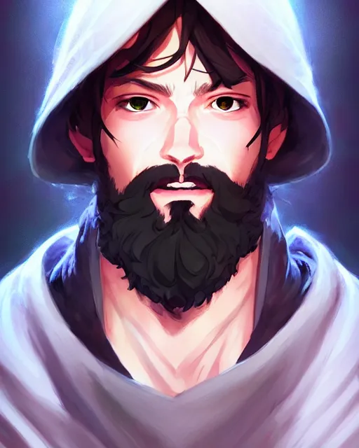 Image similar to portrait of a male cleric d & d, beard, fantasy, portrait shinkai makoto studio ghibli studio key hideaki anno sakimichan stanley artgerm lau rossdraws james jean marc simonetti elegant highly detailed digital painting artstation pixiv