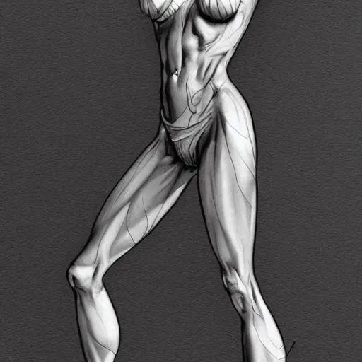 Prompt: hyperrealistic, detailed, skinny lady, gorgeous, dynamic pose, ink, line art by Kim Jung gi