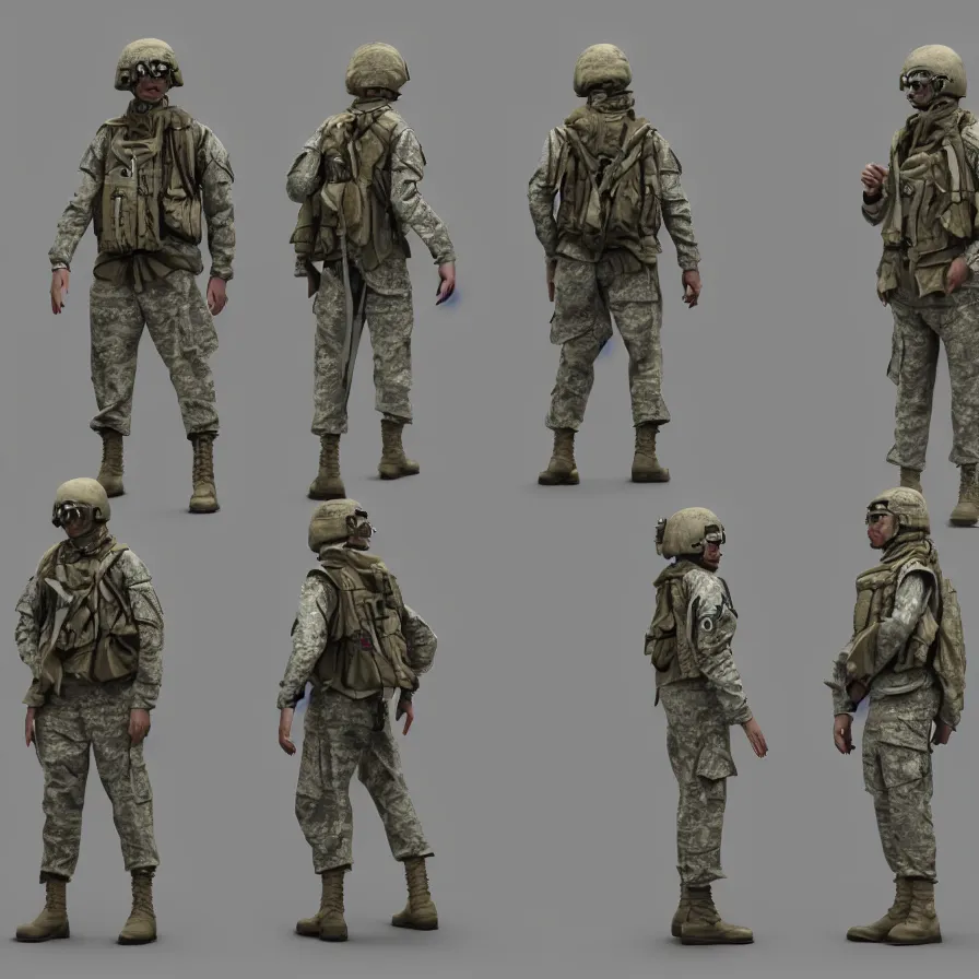 Image similar to lone single suited being, 4 limbs and civilized behavior, military soldier behavior, photorealistic rendering, hyperdetailed