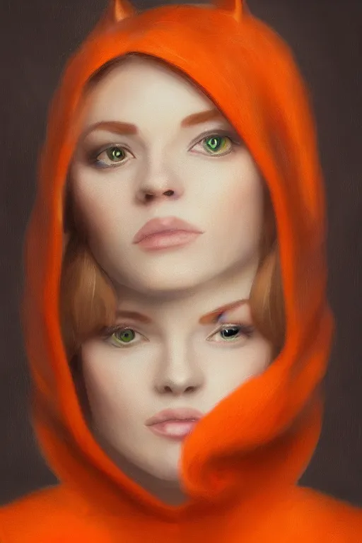 Prompt: beautiful aesthetic portrait of young woman wearing an orange tabby cat costume by wlop and Julia Razumova, deviantArt, trending on artstation, artstation HQ